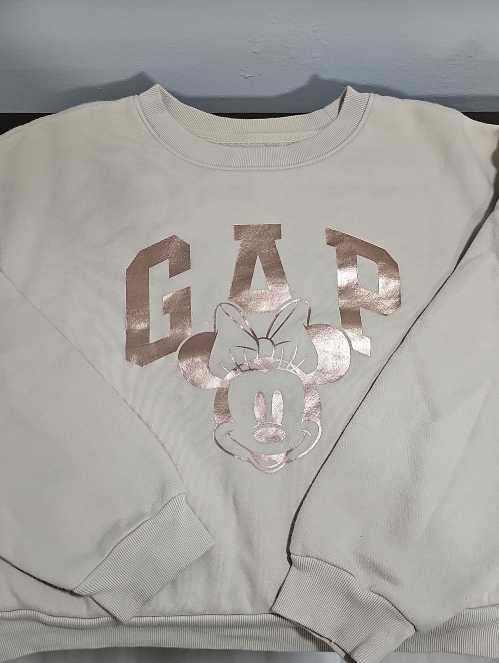 GAP Kids Girls XL Disney Edition Khaki Sweatshirt with Rose Gold Logo